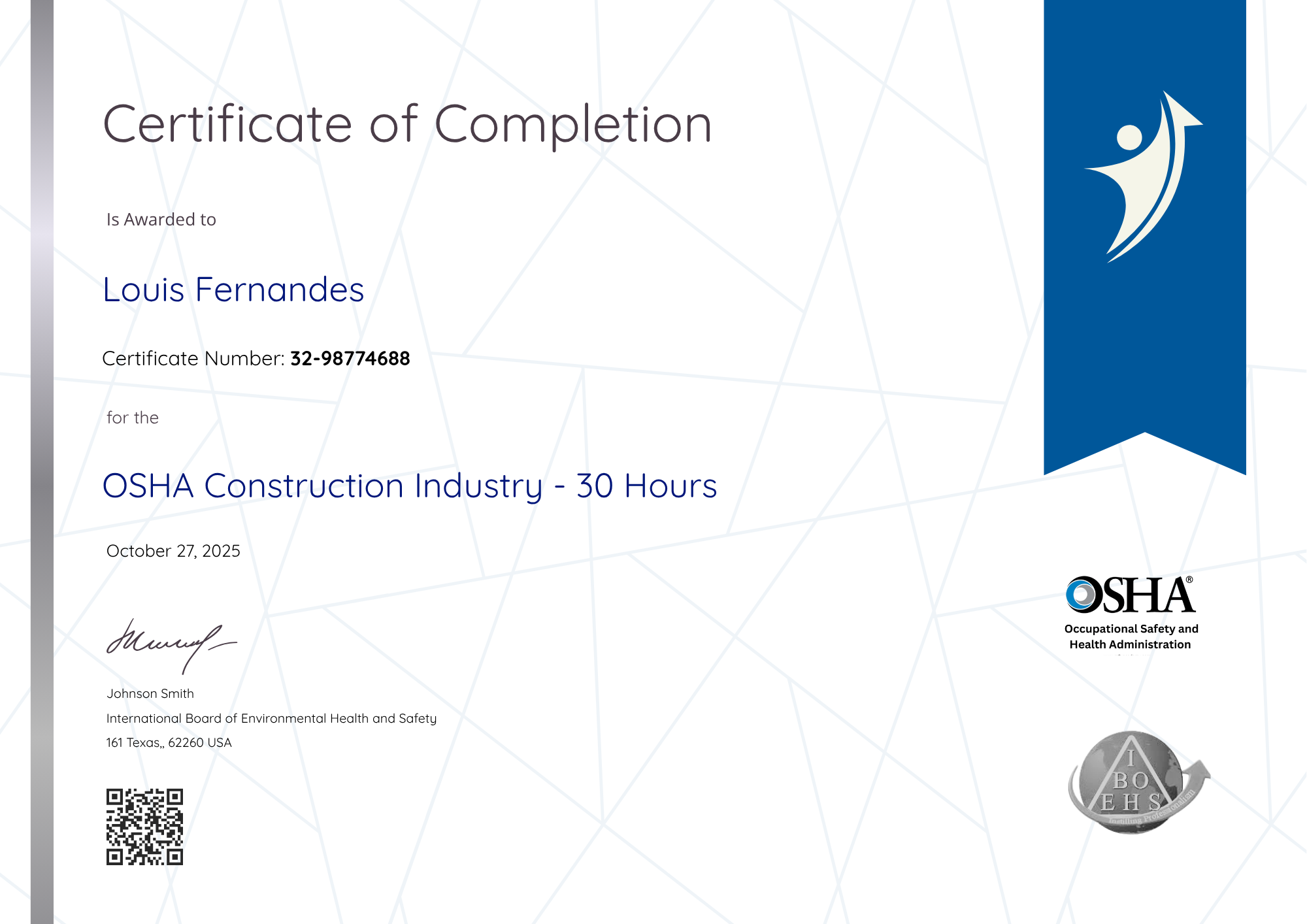 Authentic OSHA 30 Card Template for the Construction Industry